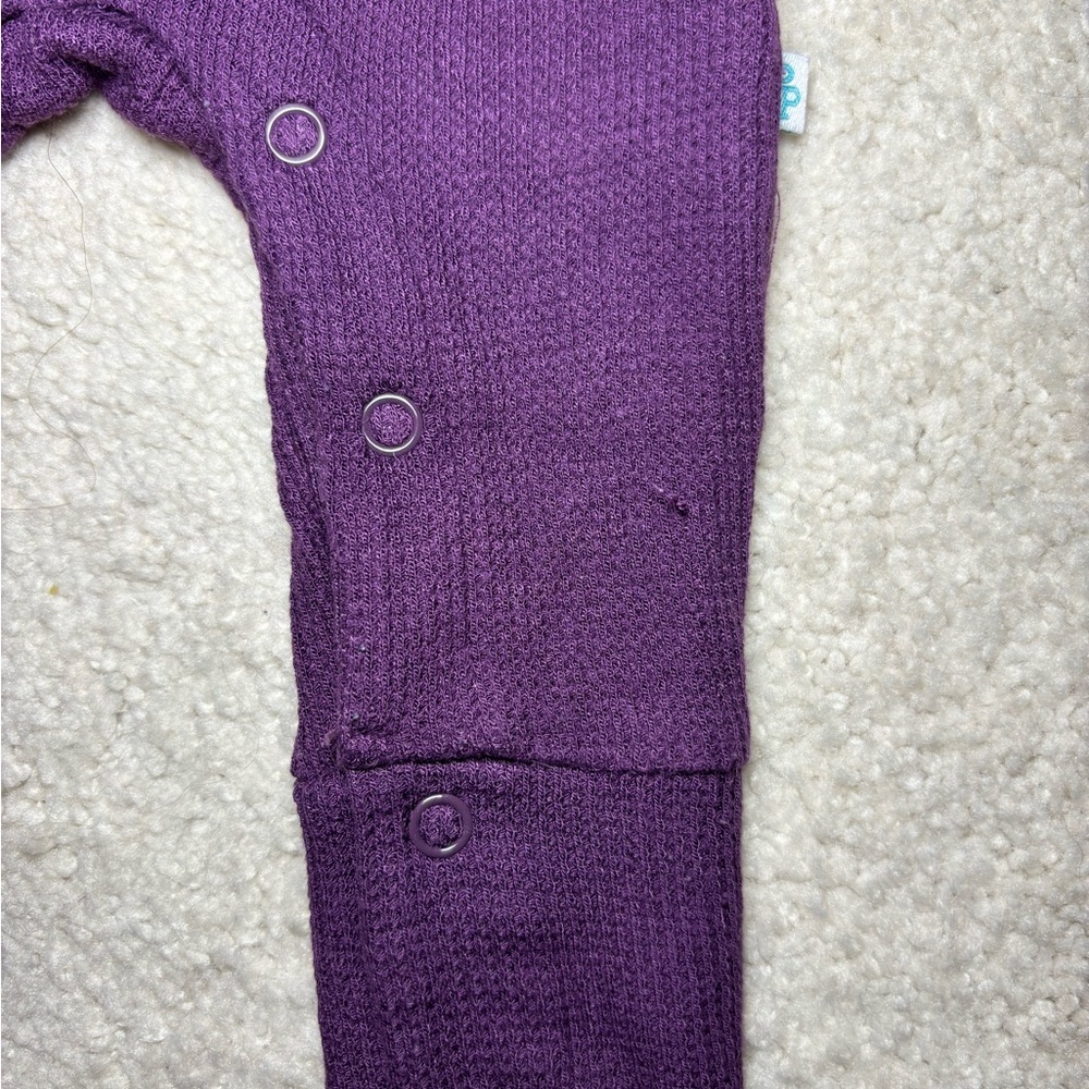 Posh Peanut Violet Waffle Knit Long Sleeve Baby Romper - Picture 4 of 10